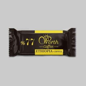 Ethiopian coffee chocolate %77 with dark brown & yellow packaging by shahdineh