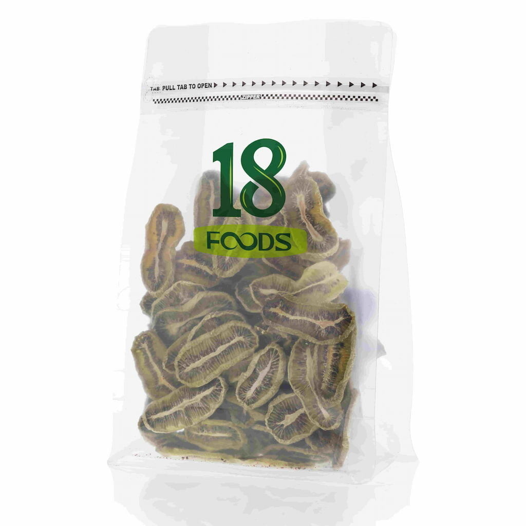 dried kiwi in packaging by 18foods logo